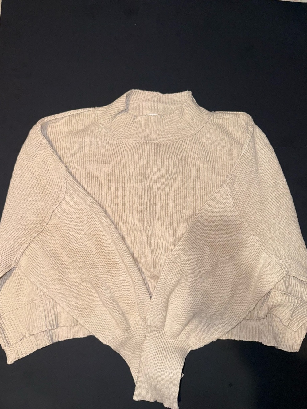 Zenana Outfitters Cream Ribbed Mock Turtleneck Sweater
